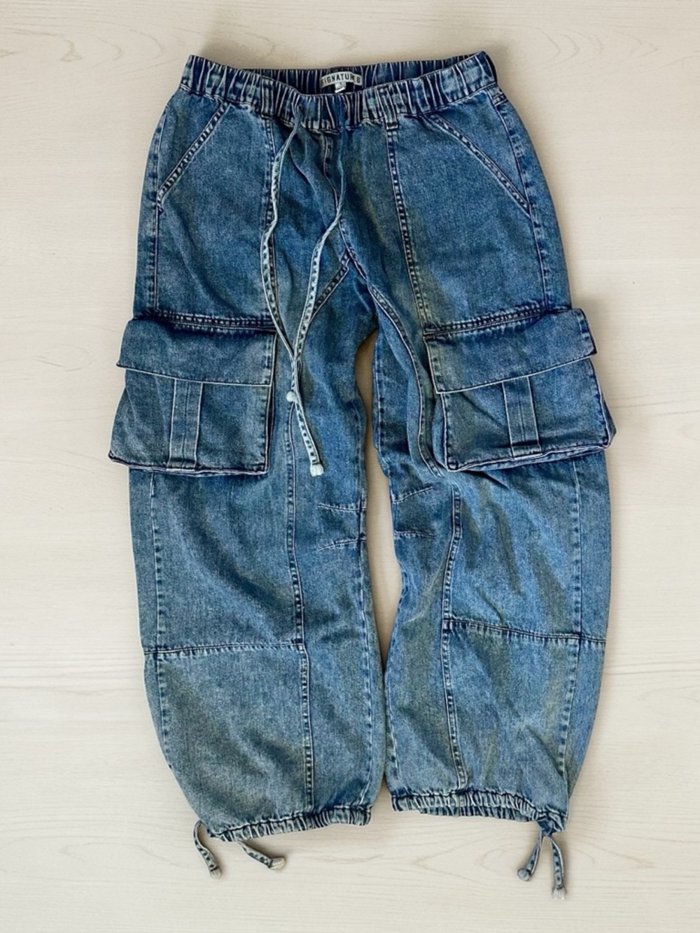 Signature8 Relaxed Blue Cargo Jeans Size S